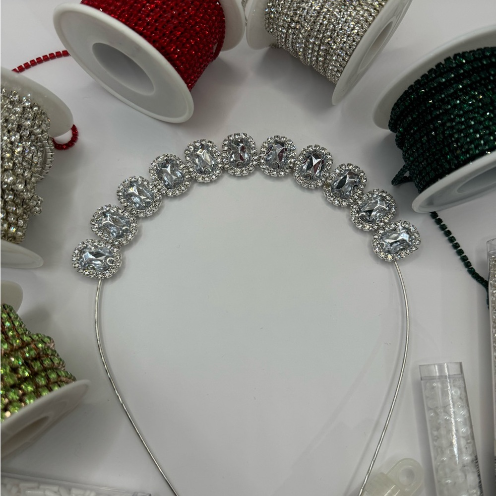 Handmade Glamorous Silver Diadem with Crystal Embellishments